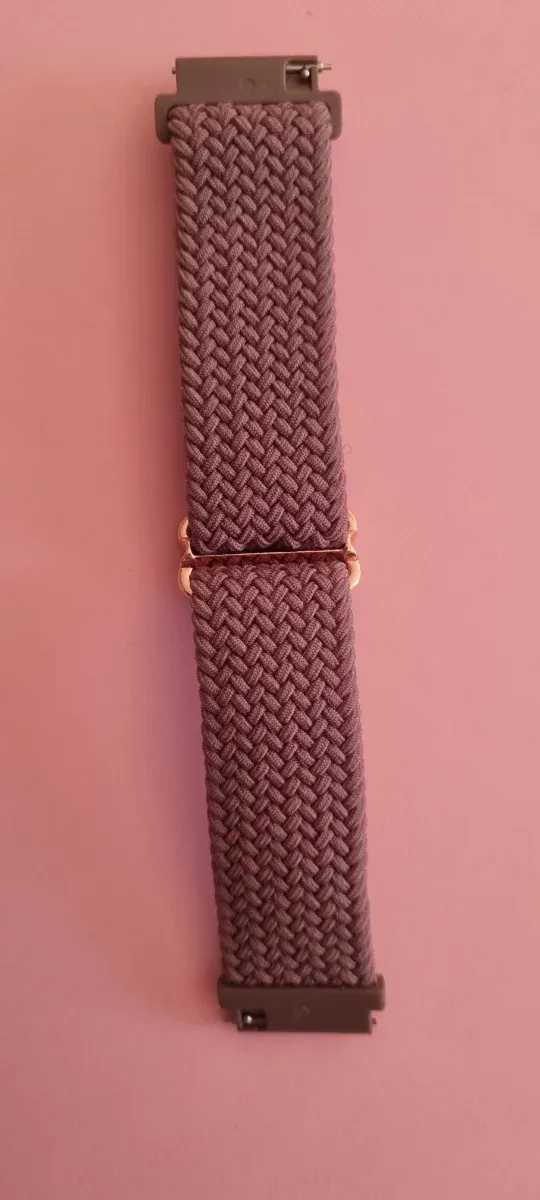 Correa de reloj trenzada malva con hebilla dorada