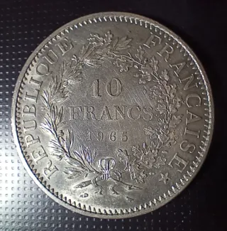 Moneda 10 Francos Franceses Plata