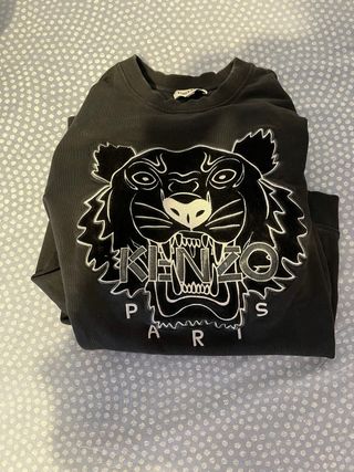 Sudadera Kenzo Negra con Tigre terciopelo