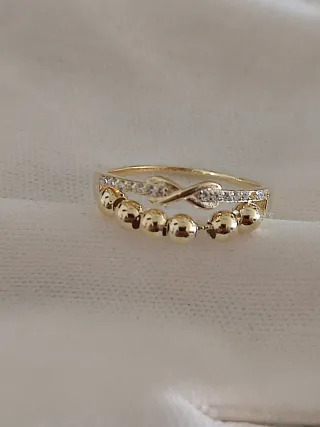 Anillo Plata Baño Oro Bolitas 