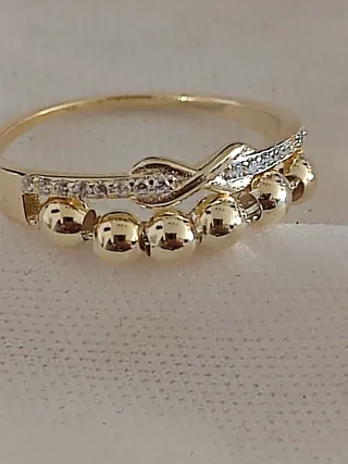Anillo Plata Baño Oro Bolitas 