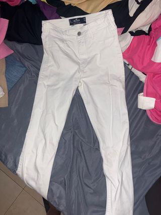 Pantalones Vaqueros Largos Hollister Blancos Talla