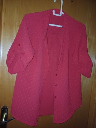 Camisa roja mujer manga corta