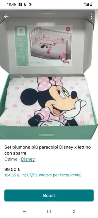 Set piumone e paracolpi lettino Disney