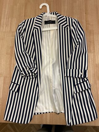 Blazer Zara Rayas Azul Blanco