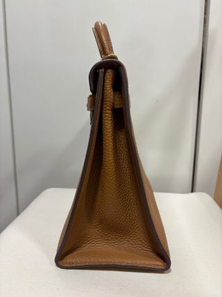 Bolso Kelly Vintage Piel Marrón Dorado