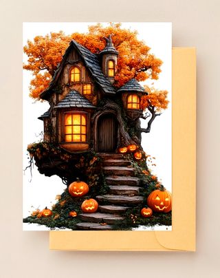 Autumn Tree House Decorative Art Poster Print