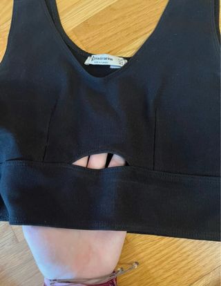 Top Stradivarius Negro Talla S