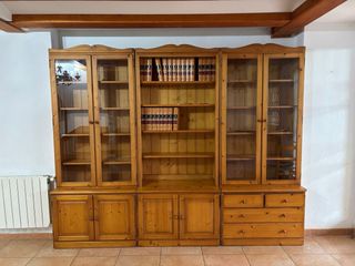 Mueble Librería Madera y Cristal