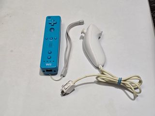 1 mando original nintendo azul wii + 1 nunchuk