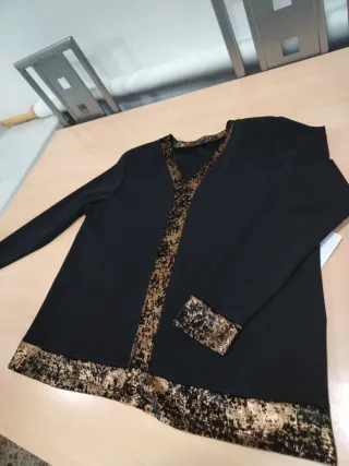 Jersey fino fiesta negro y dorado XL