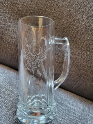 6 boccali di birra in vetro inciso