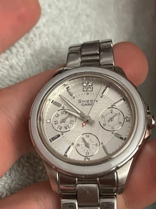 Reloj Casio Sheen Mujer Plata y Blanco NOFUNCIONA