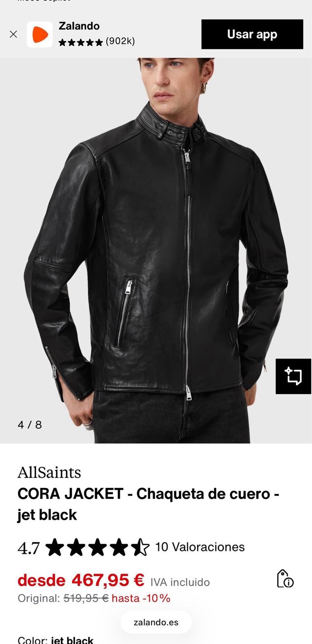 Chaqueta o cazadora de Piel All Saints Negra