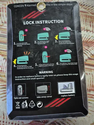 Candado Disco Alarma Moto/Bici BG-1243