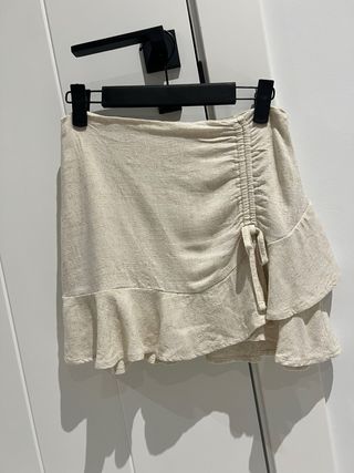 Falda pantalón Stradivarius beige