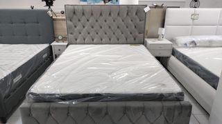Cama Matrimonio Magallan Terciopelo Gris