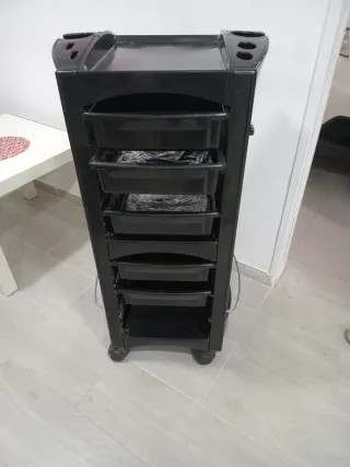 Carrito Peluquería Negro con Cajones