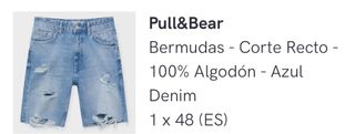 Pull&Bear Pantalón Corto Roto Talla 48