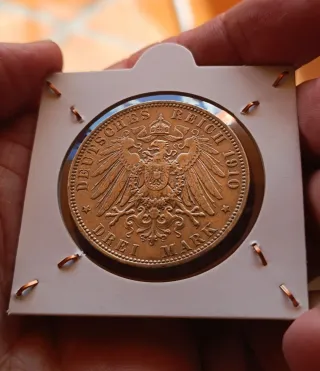 Moneda Alemania 3 marcos 1910. Alto grado