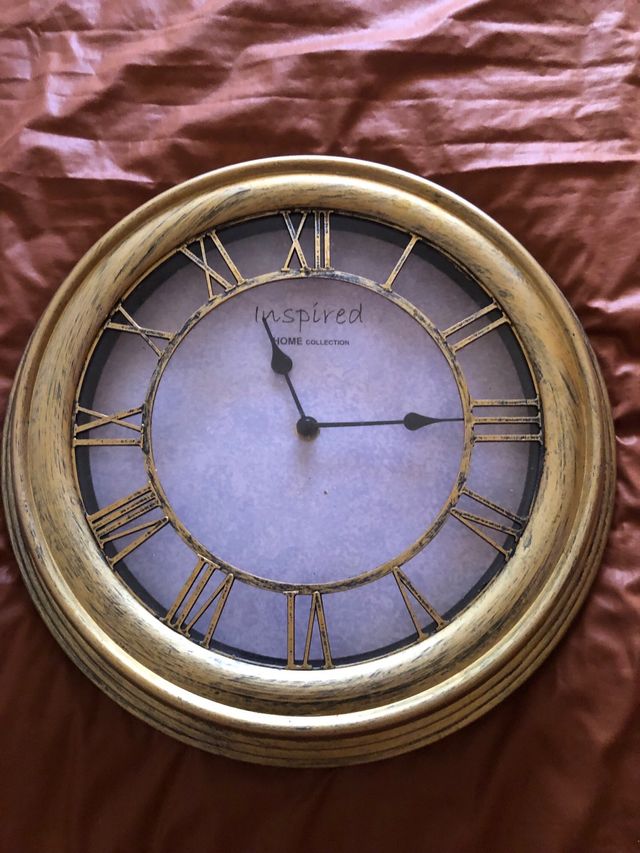 Reloj de Pared Vintage Dorado y Marrón