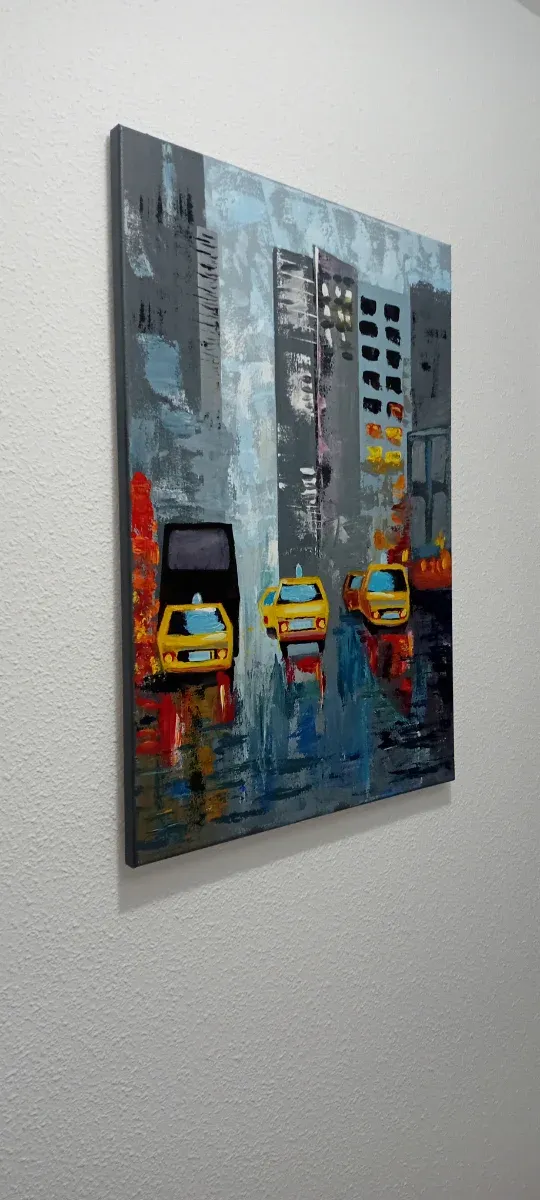 Cuadro abstracto ciudad taxis en New York