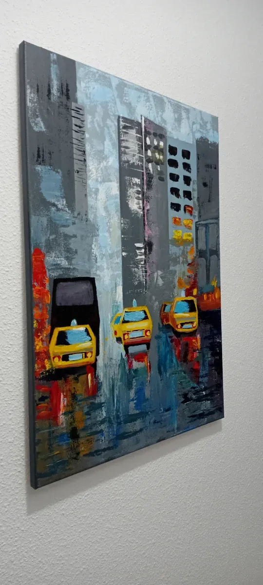 Cuadro abstracto ciudad taxis en New York