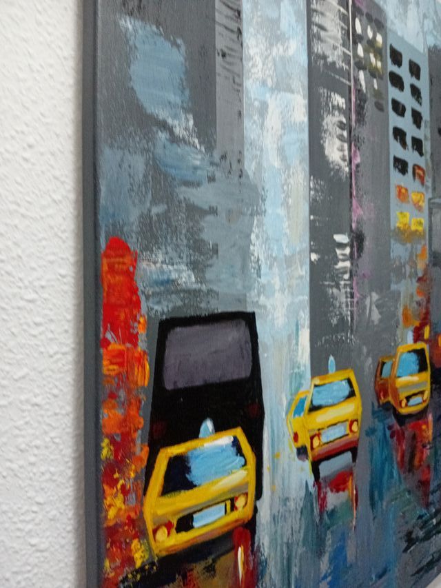 Cuadro abstracto ciudad taxis en New York