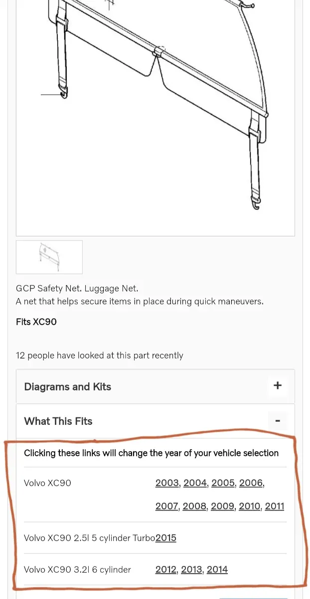 Red de carga maletero Volvo XC90