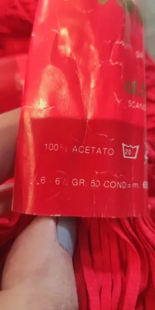 Lotto 10 pz filato rosso, cotone, acetato