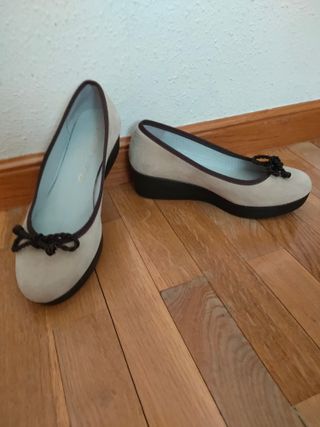 Bailarinas cuña beige/marrón T.35
