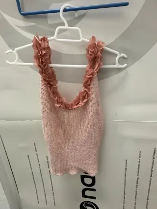 Top punto mujer flores rosa talla única