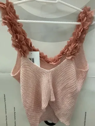 Top punto mujer flores rosa talla única