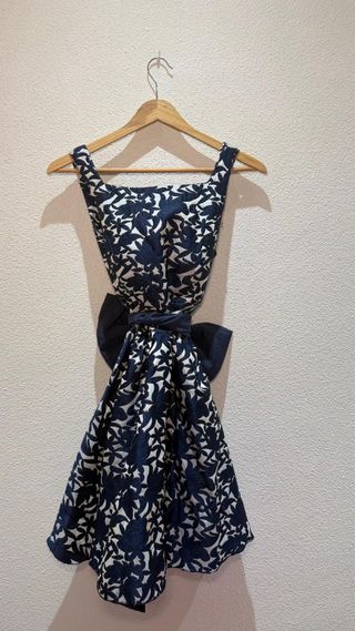 Vestido elegante lazo azul y blanco T.38