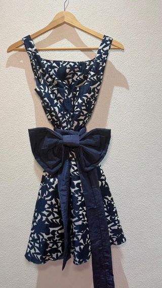 Vestido elegante lazo azul y blanco T.38