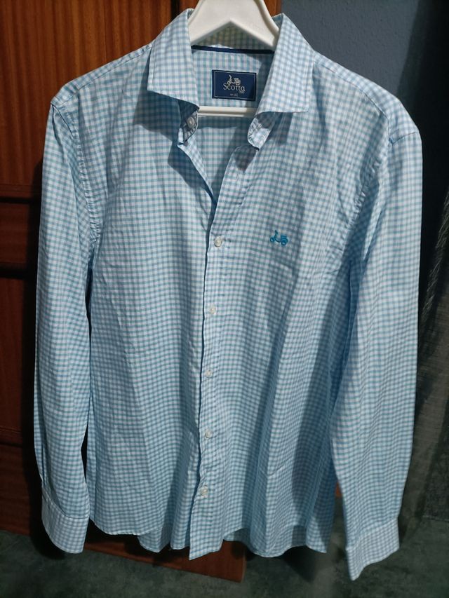 Camisa Scotta cuadros azul y blanco Talla XL