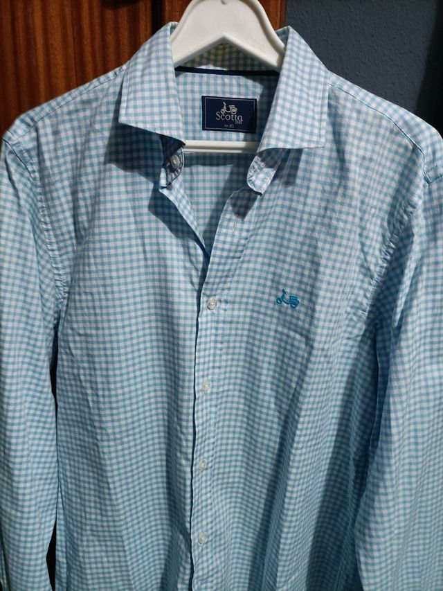 Camisa Scotta cuadros azul y blanco Talla XL