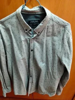 Camisa Zara Hombre Gris Talla M