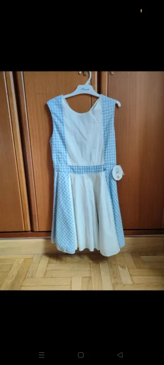 Vestido de niña cuadros azul y blanco talla 16