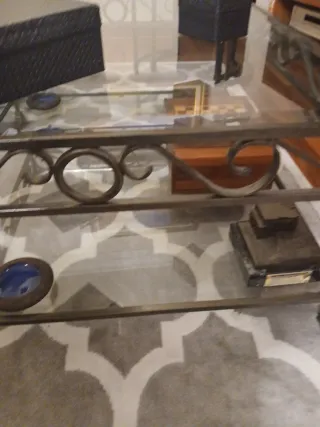 Mesa Centro Forja y Cristal 107x90