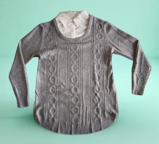Jersey gris y blanco mujer