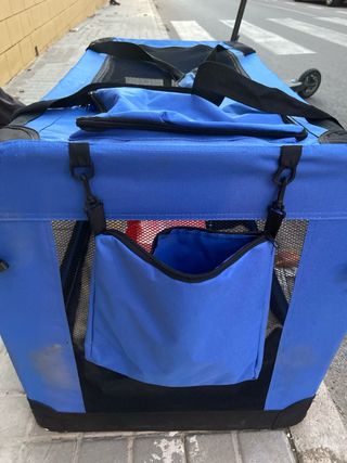 Transportín para perro azul