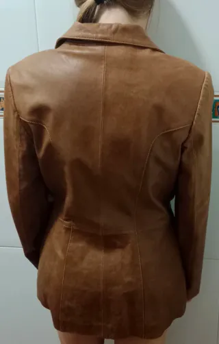 Chaqueta Americana Piel Mujer Marrón
