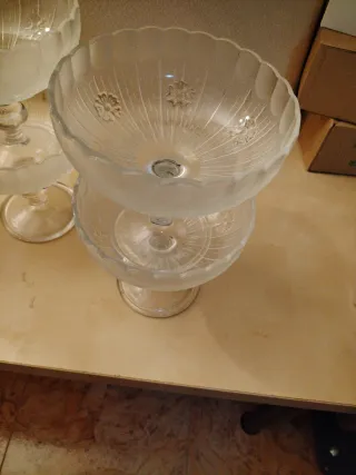6 copas de cristal grabadas