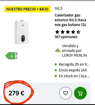 Calentador Gas GILS Itaca 12L Estanco
