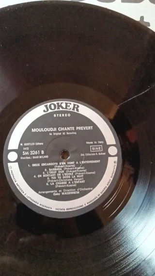 Mouloudji canta Jacques Prévert - Vinile