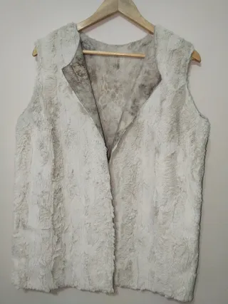 Chaleco de vestir mujer beige  y blanco