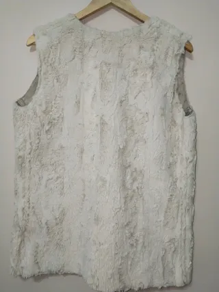 Chaleco de vestir mujer beige  y blanco