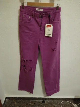 Pantalón Pull&Bear ancho roto morado S
