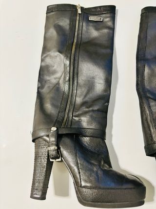Botas Replay Negras Tacón Ancho Caña Pantalón